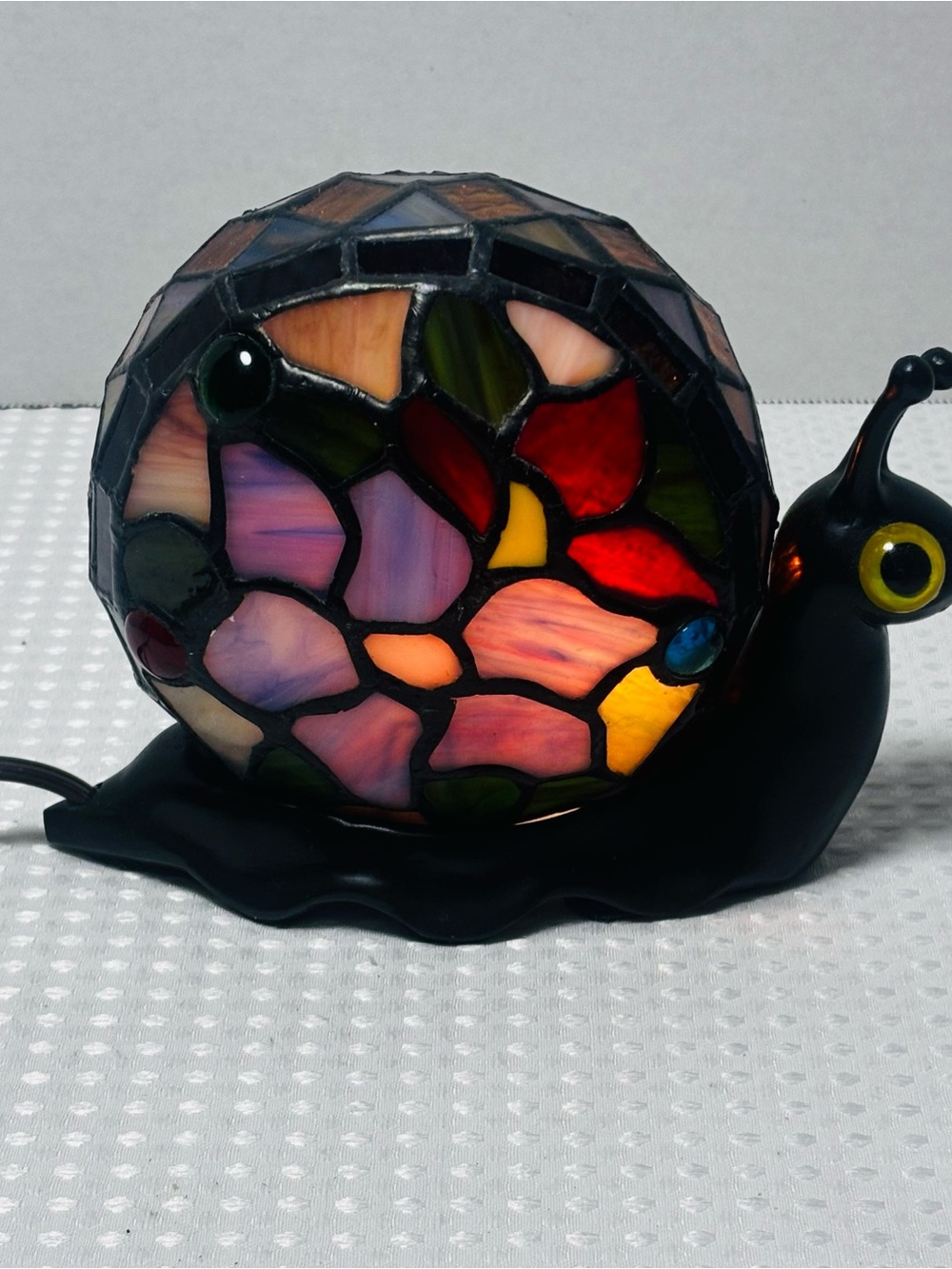 VTG Tiffany Style Stained Glass Snail Accent Lamp Slag Glass Night Light Corded - Picture 5 of 11